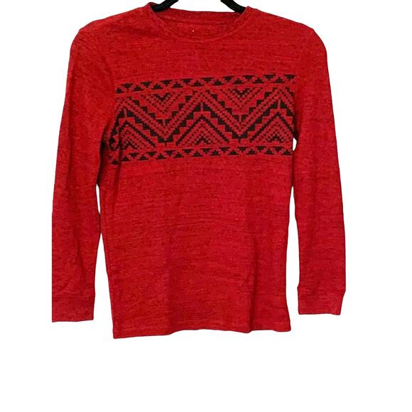 URBAN PIPELINE THERMAL PULL-ON SWEATER, BOYS, M, RED W/ BLACK TRIANGULAR DESIGN - Picture 1 of 6